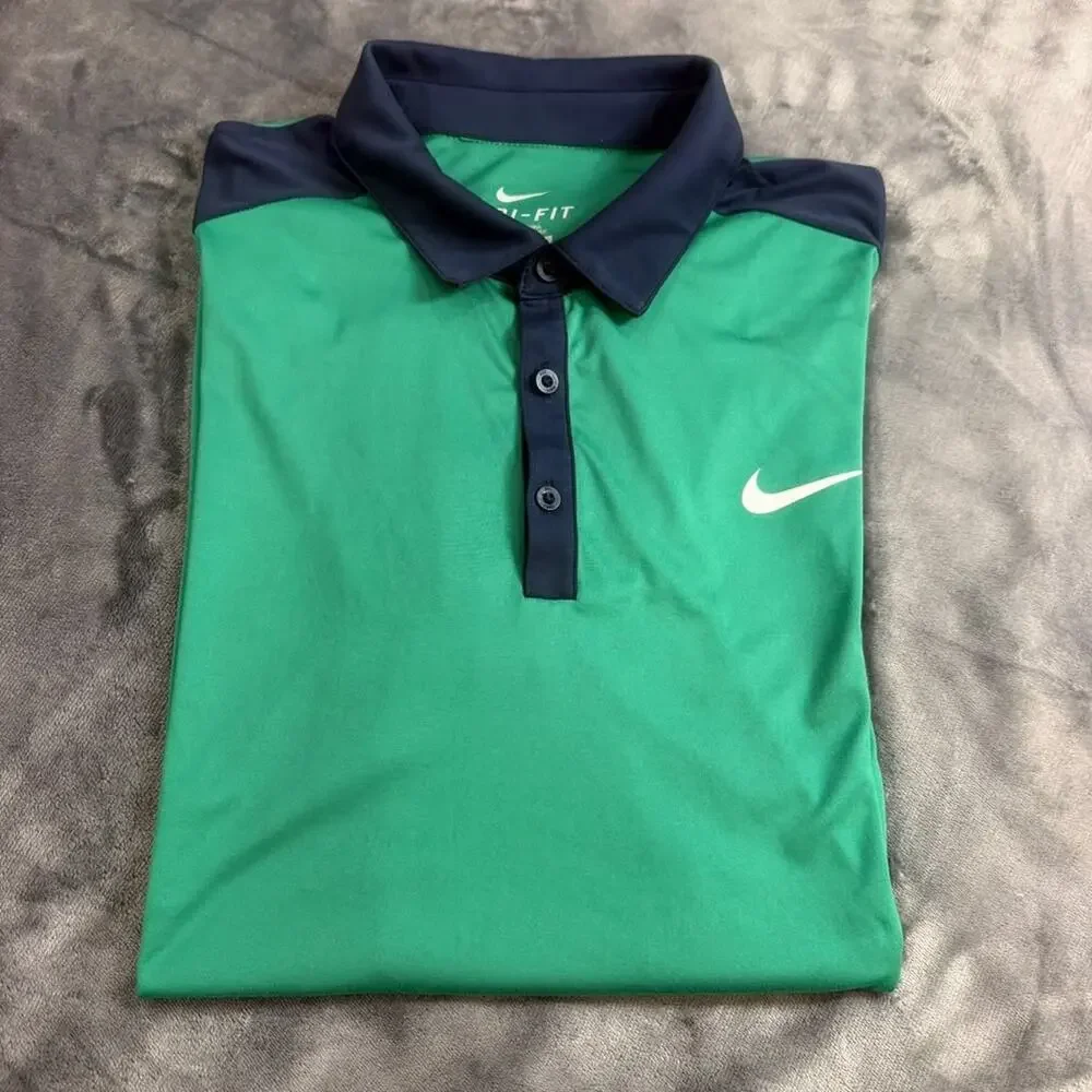 Nike Team Court Polo Performance Mens Sz XL Green Dri Fit